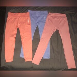 Lot of 3 great condition Gymshark Leggings colorful
